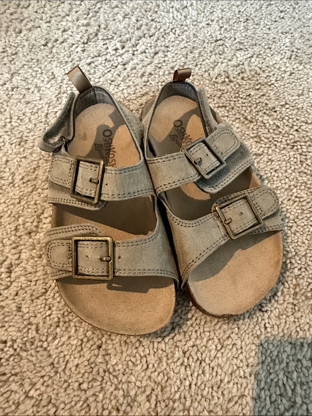 OshKosh B'gosh Taupe Suede Double-Buckle Kids Sandals